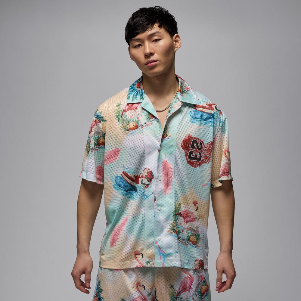 Jordan Essentials Men's Printed Camp Top 'Sail/Glacier Blue'