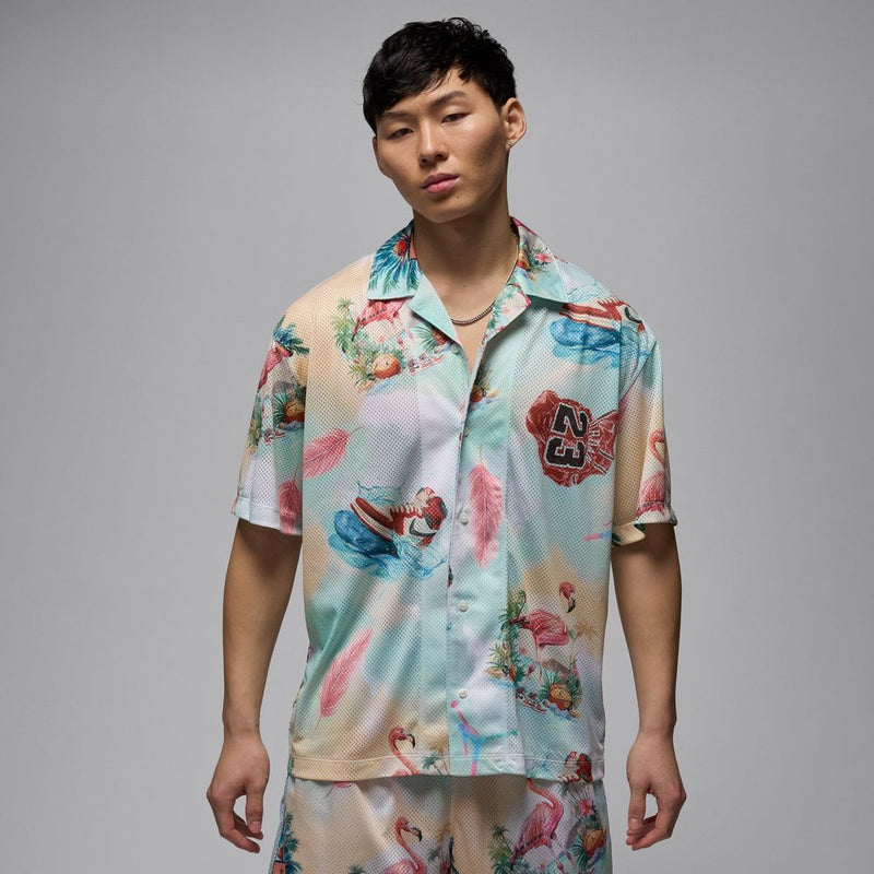 Jordan Essentials Men's Printed Camp Top 'Sail/Glacier Blue'