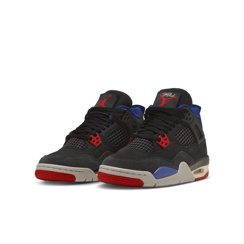 Air Jordan 4 Retro Big Kids' Shoes (GS) 'Black/Red/Blue/Smoke Grey'