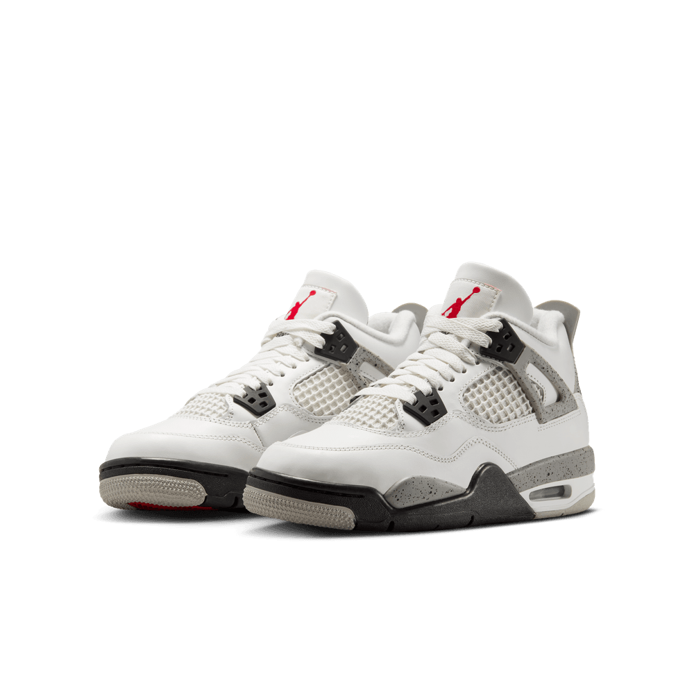 Air Jordan 4 Retro Big Kids' Shoes (GS) "White Cement" 'Summit White/Red/Cement/Grey'