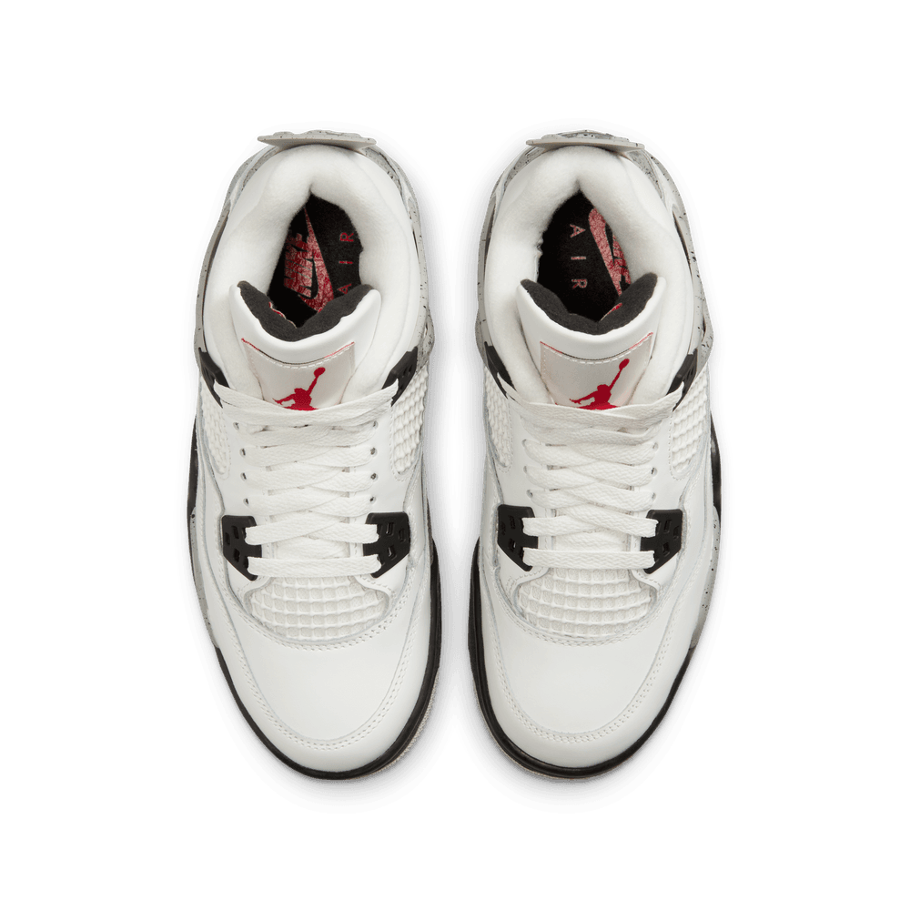 Air Jordan 4 Retro Big Kids' Shoes (GS) "White Cement" 'Summit White/Red/Cement/Grey'
