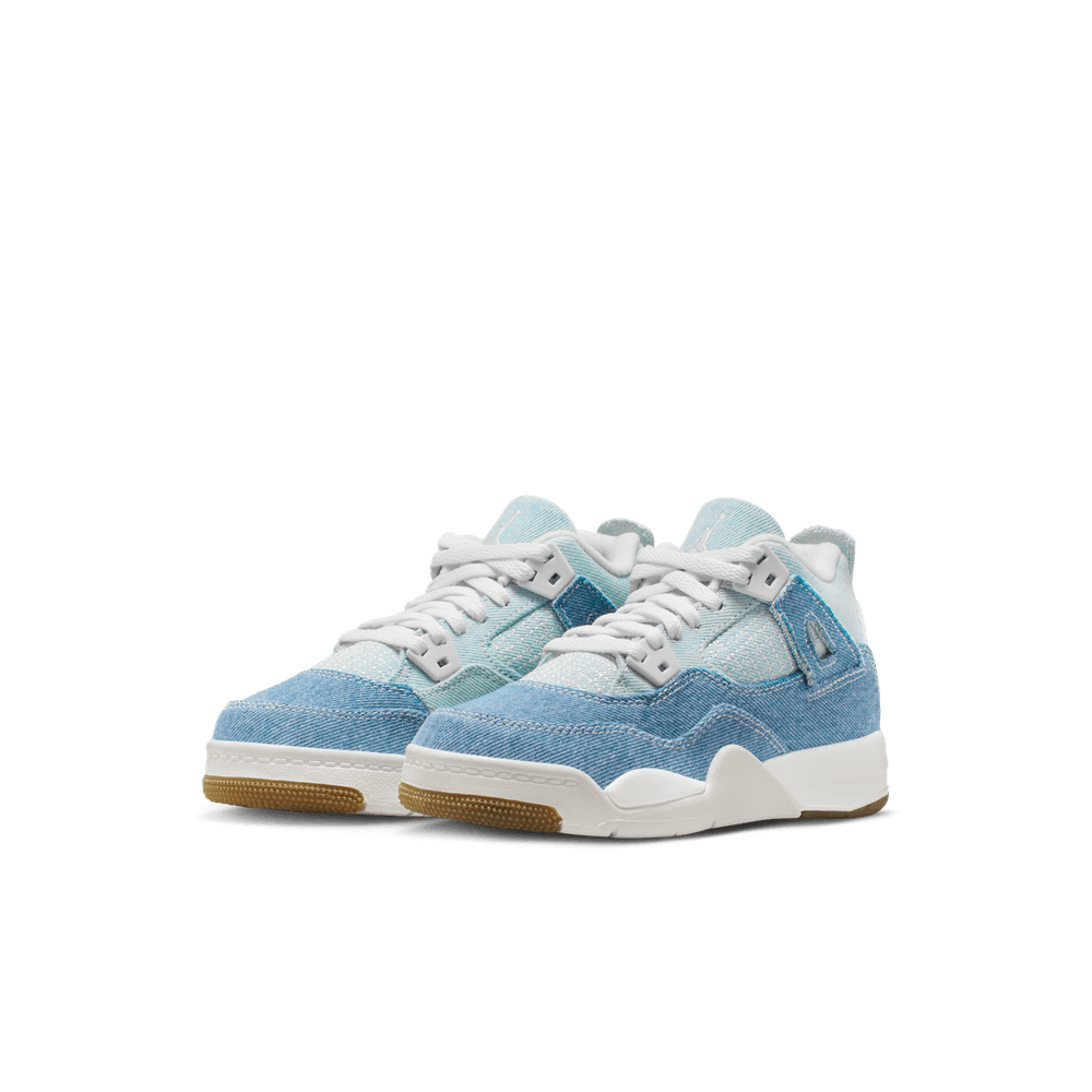 Jordan 4 Retro "Worn Blue" Little Kids' Shoes (PS) SAIL/WORN BLUE-MTLC GOLD-GUM LT BROWN