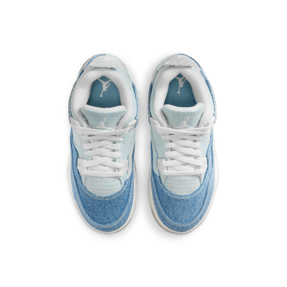 Jordan 4 Retro "Worn Blue" Little Kids' Shoes (PS) SAIL/WORN BLUE-MTLC GOLD-GUM LT BROWN