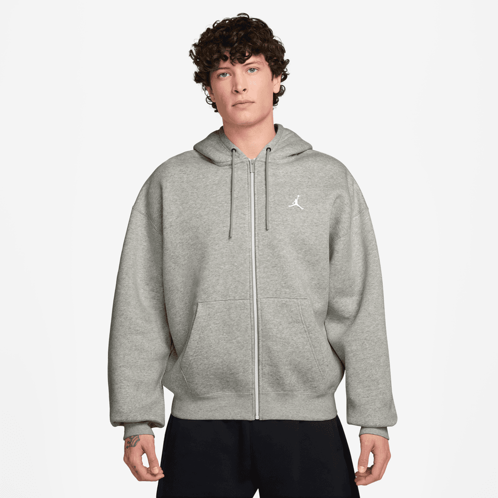 Jordan Brooklyn Fleece Men's Oversized Full-Zip Hoodie 'Grey Heather/White'