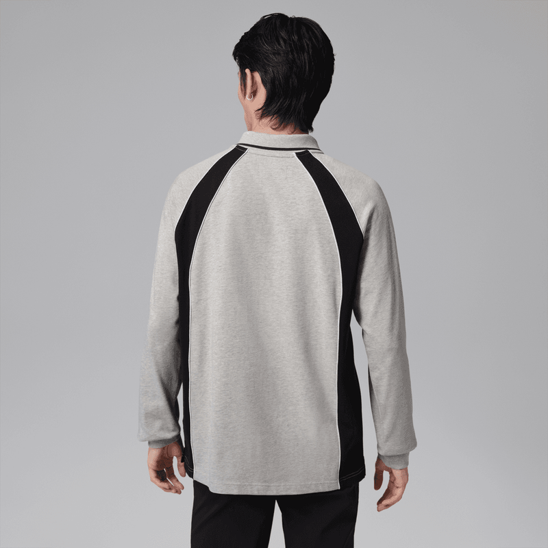 Jordan Flight Men's Long-Sleeve Polo Jersey 'Grey Heather/Black'