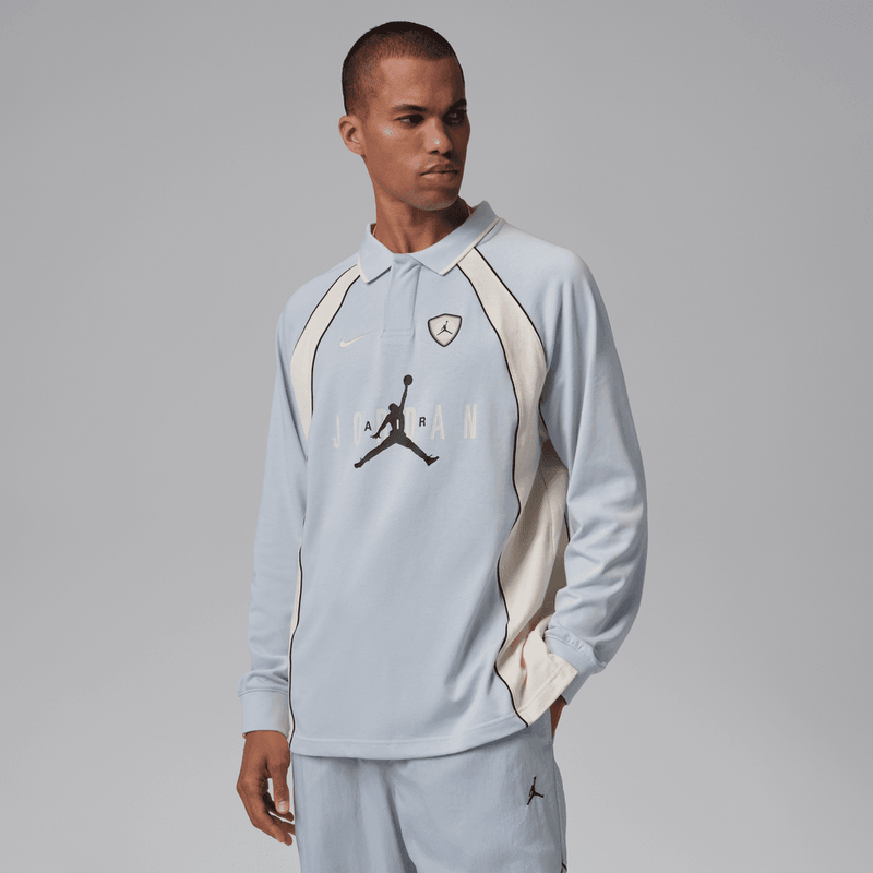Jordan Flight Men's Long-Sleeve Polo Jersey 'Aura/Ivory'
