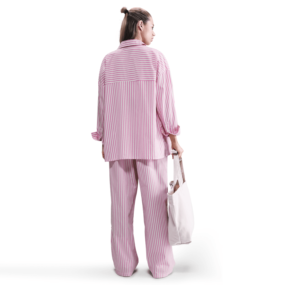 Nike Sportswear Chill Poplin Women's Oversized Striped Button-Up Top 'Playful Pink/Sail'