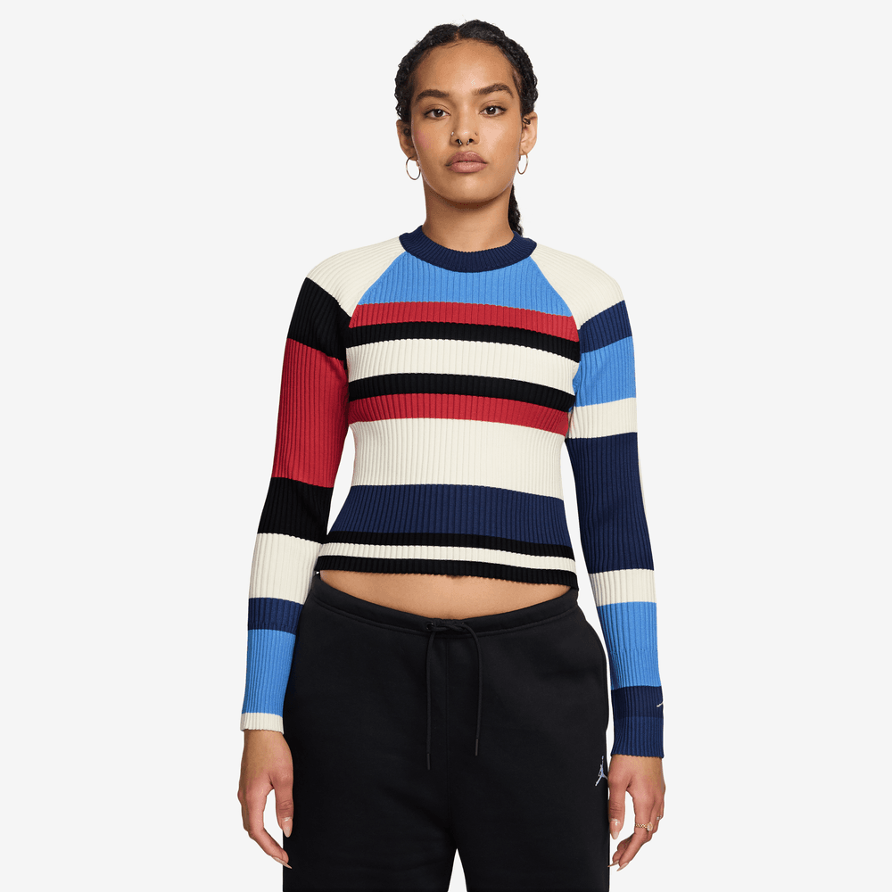Jordan Flight Women's Long-Sleeve Striped Sweater 'Blue/Sail'