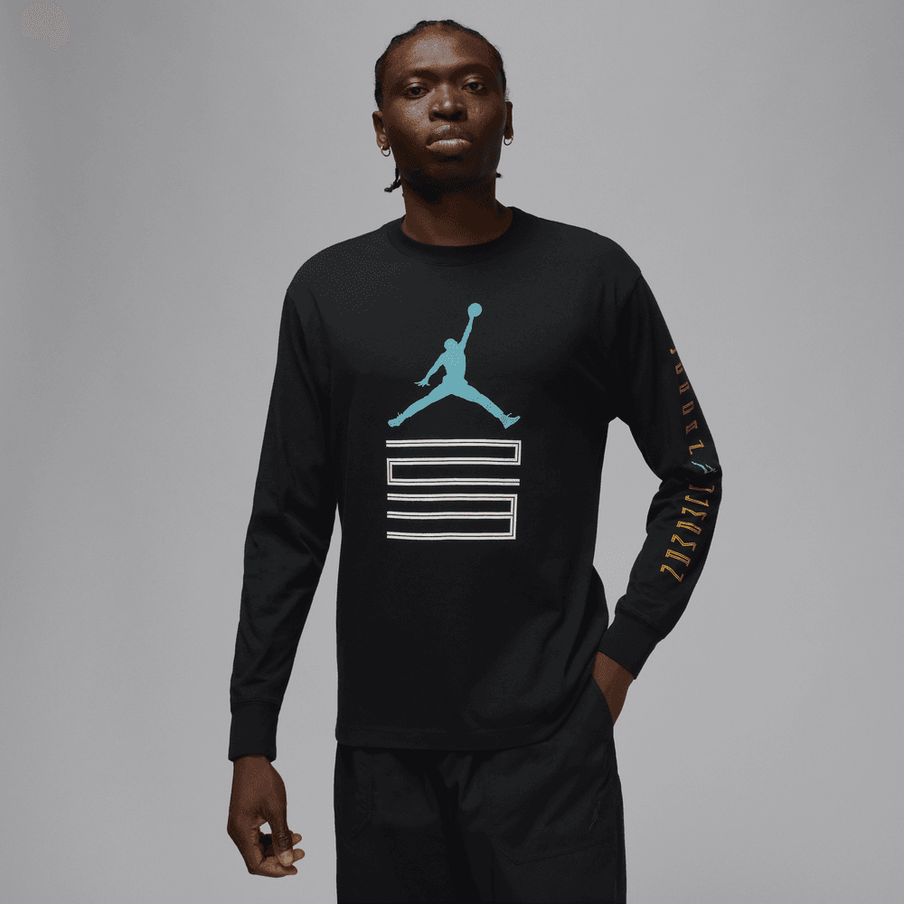 Jordan Brooklyn Men's AJ11 Graphic Long-Sleeve T-Shirt 'Black'