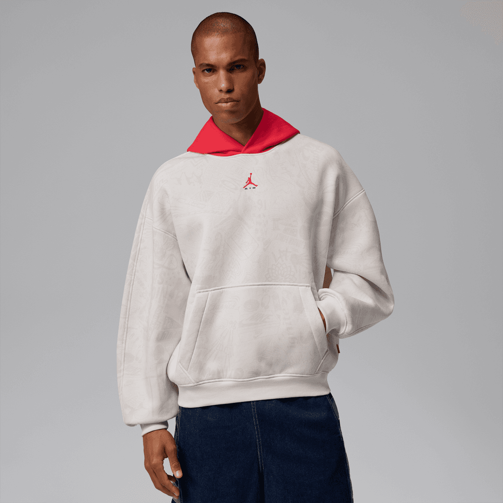 Jordan Brooklyn Fleece Men's Pullover Hoodie 'Phantom/Red'