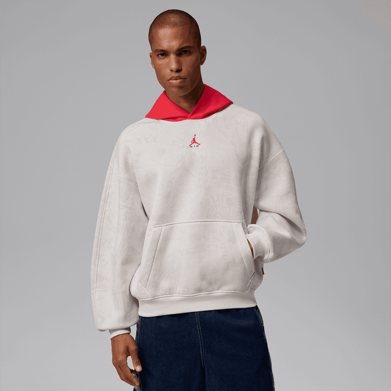 Jordan Brooklyn Fleece Men's Pullover Hoodie 'Phantom/Red'
