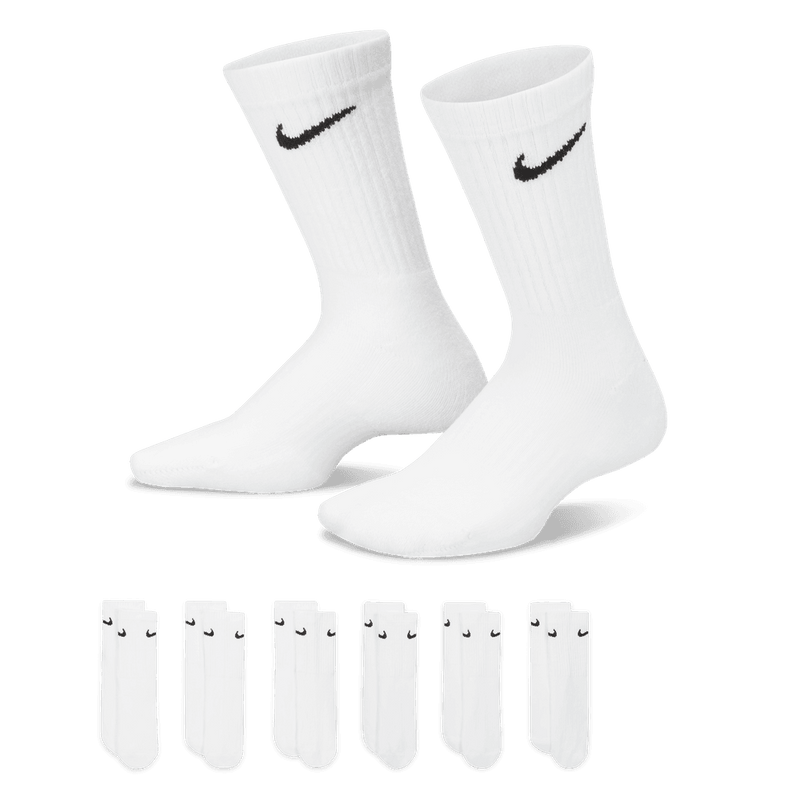 Nike Everyday Kids' Cushioned Crew Socks (6 Pairs) 'White/Black'