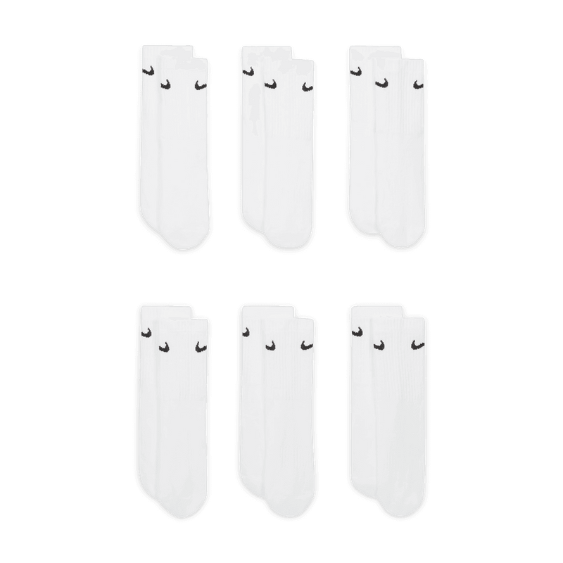 Nike Everyday Kids' Cushioned Crew Socks (6 Pairs) 'White/Black'
