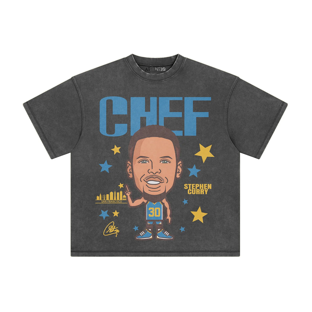 Athentiq Stephen Curry 'Chef' Cartoon T-Shirt 'Vintage Dark Grey'
