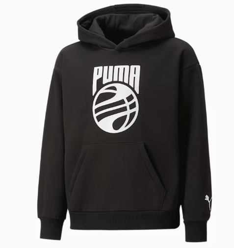 Puma Posterize Basketball Kids Hoodie 'Black/White'