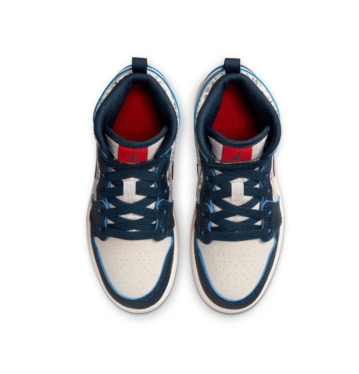 Jordan 1 Mid SE Little Kids' Shoes (PS) 'Navy/Gold/Ivory'