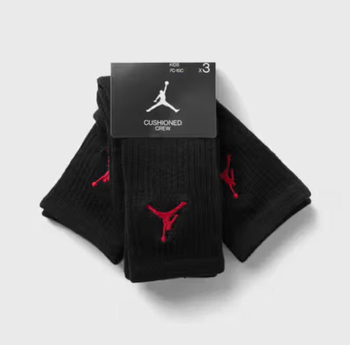 Jordan Jumpman Crew Kids Socks (3 pack) 'Black/Red'
