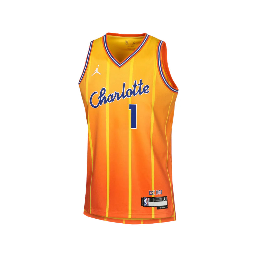Jordan NBA City Edition Swingman LaMelo Ball Charlotte Hornets Kids Jersey 'Amarillo'