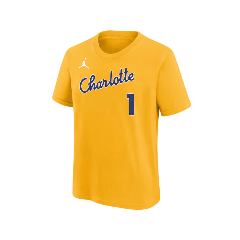 Charlotte Hornets Lamelo Ball City Edition Kids Nike Name & Number T-Shirt 'Amarillo'