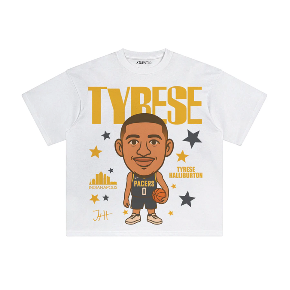Athentiq Tyrese Haliburton Cartoon T-Shirt 'White'