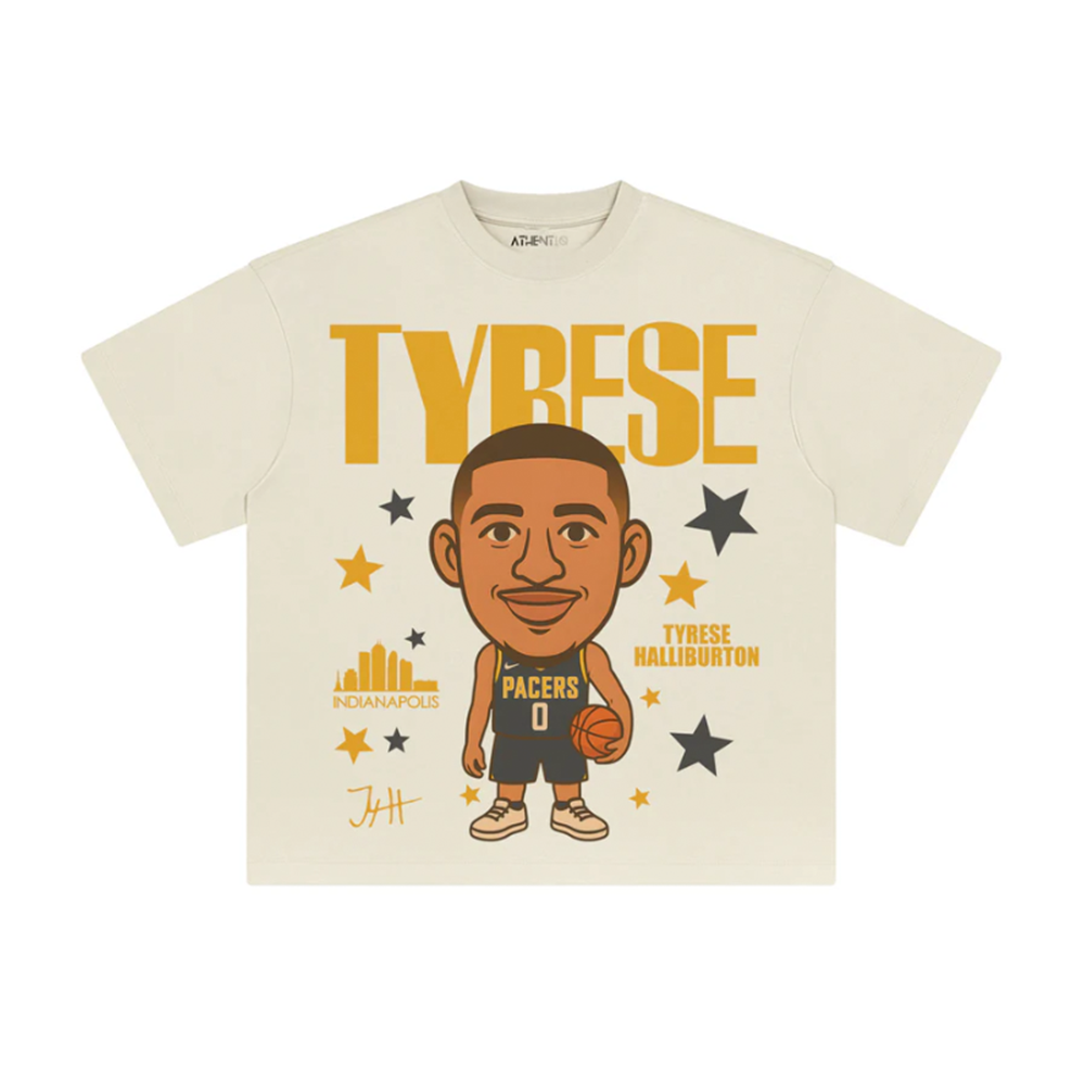 Athentiq Tyrese Haliburton Cartoon T-Shirt 'Cream'