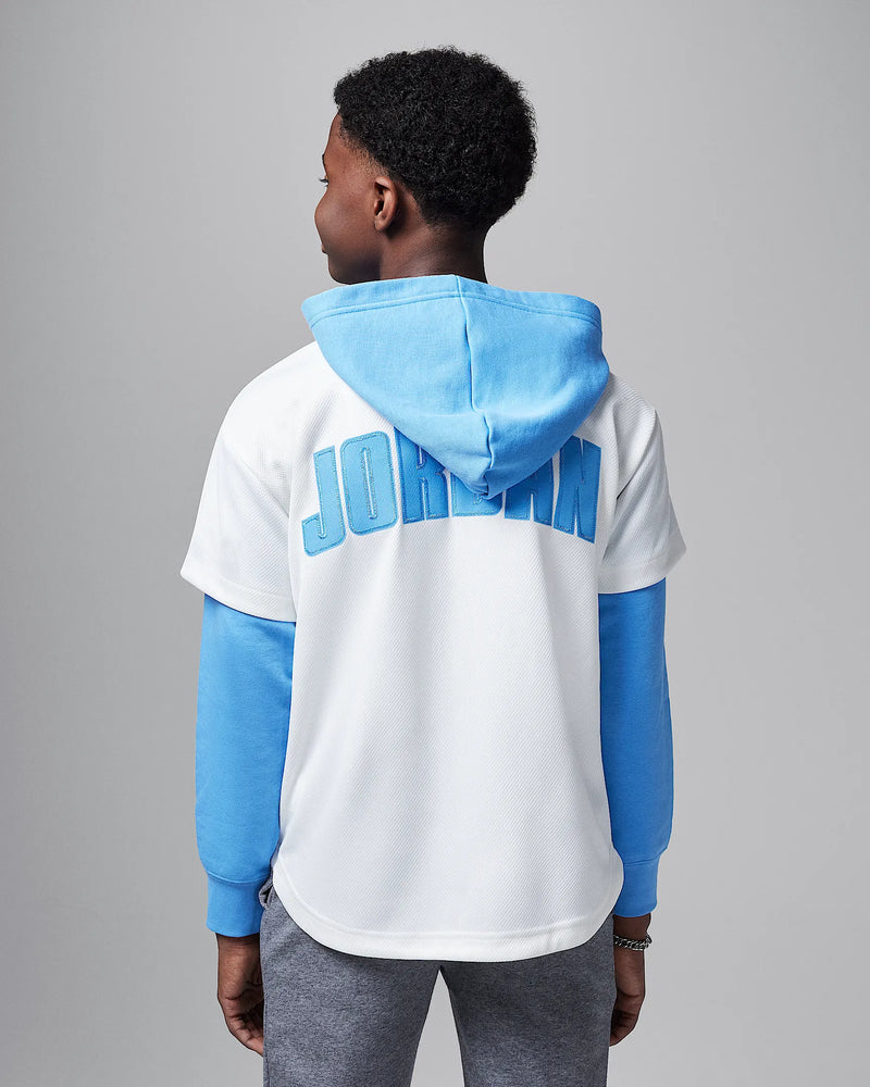 Jordan Big Kids' Hooded Jumpman Baseball Pullover 'Sail/Blue'