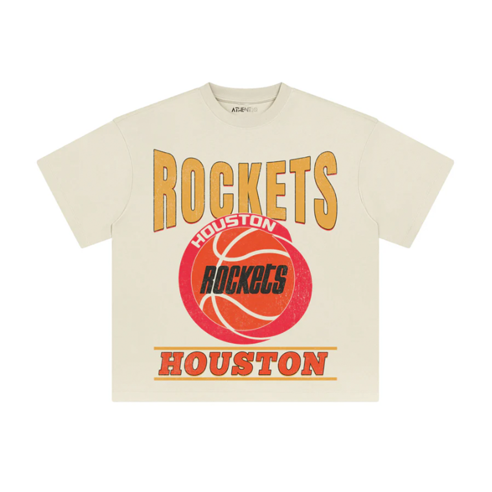 Athentiq Houston Rockets 90's Logo T-Shirt 'Cream'