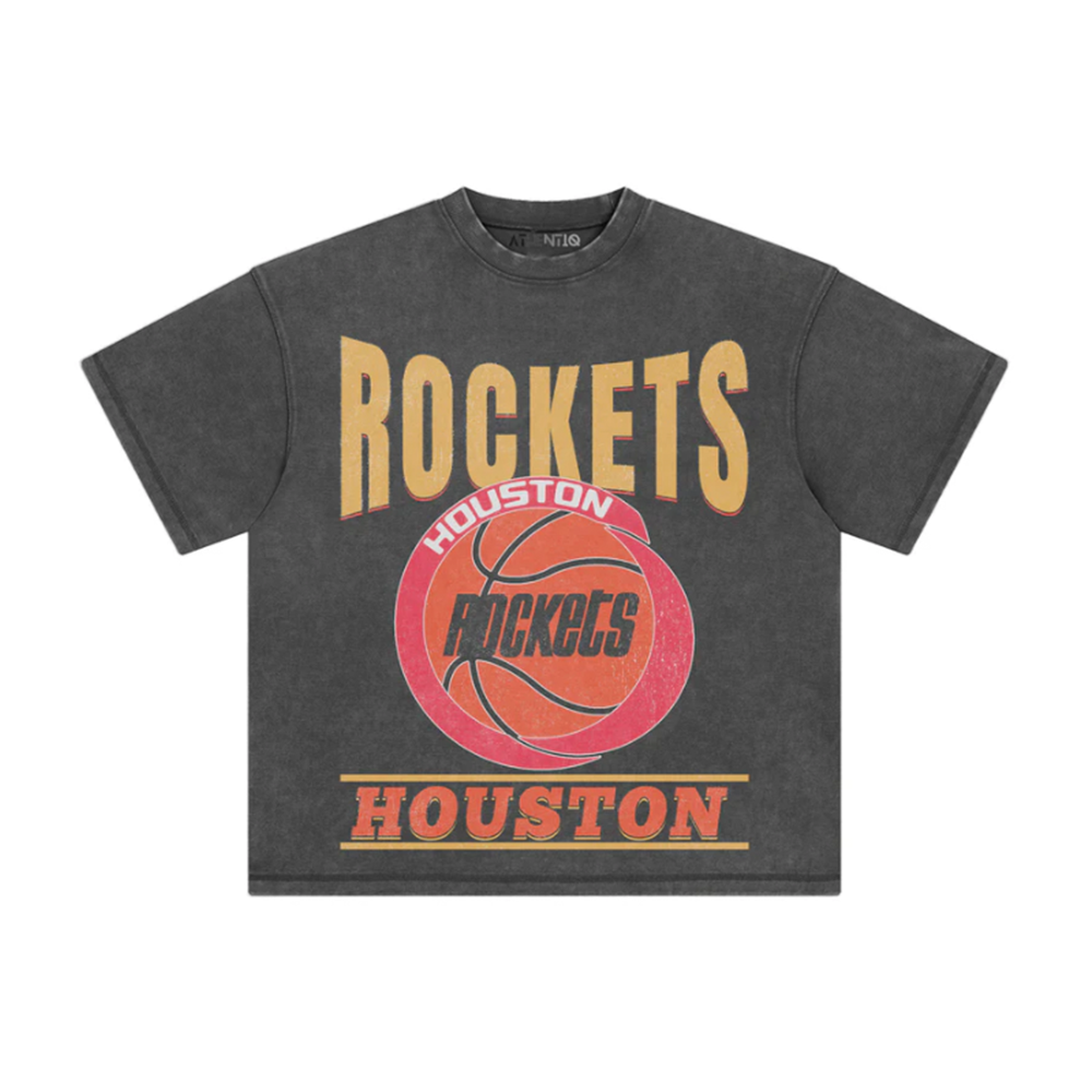 Athentiq Houston Rockets 90's Logo T-Shirt 'Vintage Dark Grey'