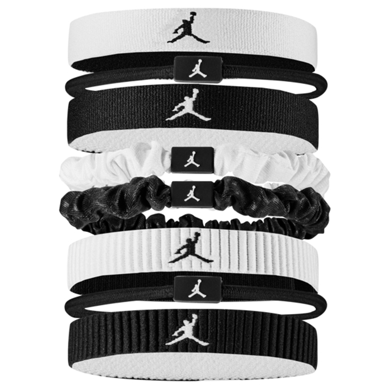 Jordan Elastic Sport Mixed Width Hair Ties 8 Pk White/Black/Black