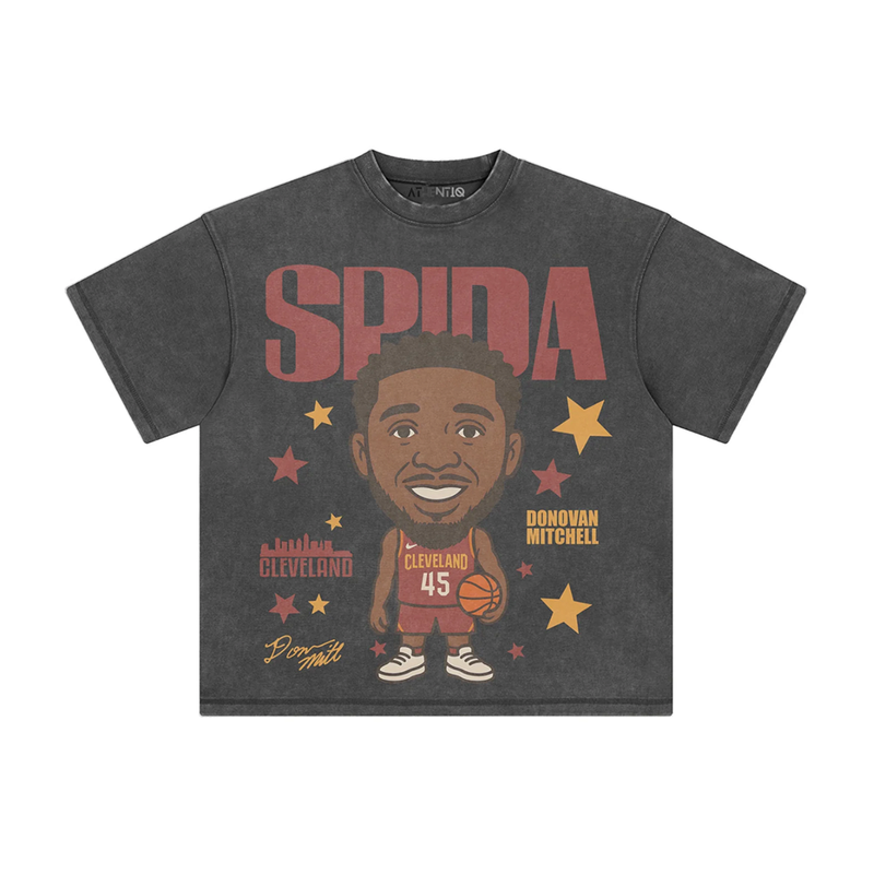 Athentiq Donovan Mitchell 'Spida' Cartoon T-Shirt 'Vintage Dark Grey'
