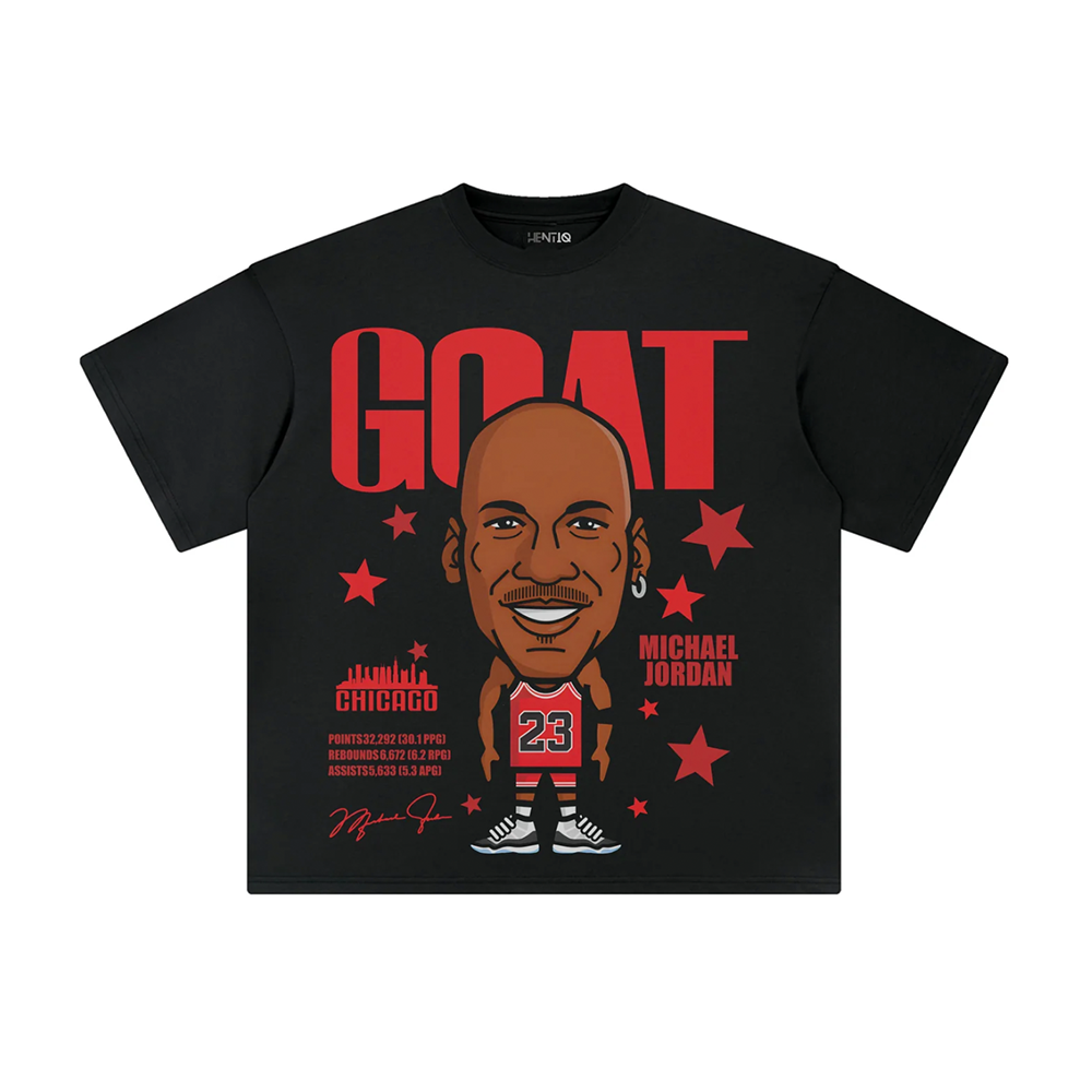 Athentiq Michael Jordan 'GOAT' Cartoon T-Shirt 'Black'
