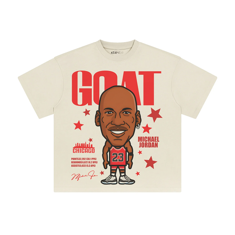 Athentiq Michael Jordan 'GOAT' Cartoon T-Shirt 'Cream'