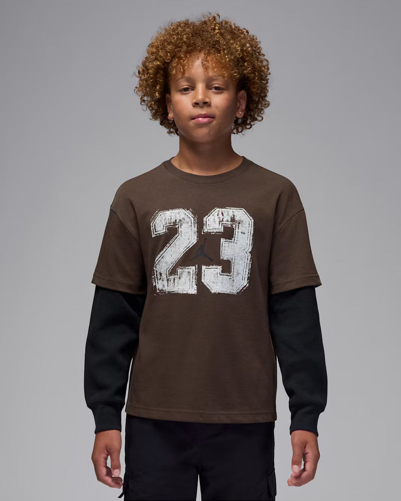 Jordan MVP Big Kids' Twofer T-Shirt 'Brown/Black'