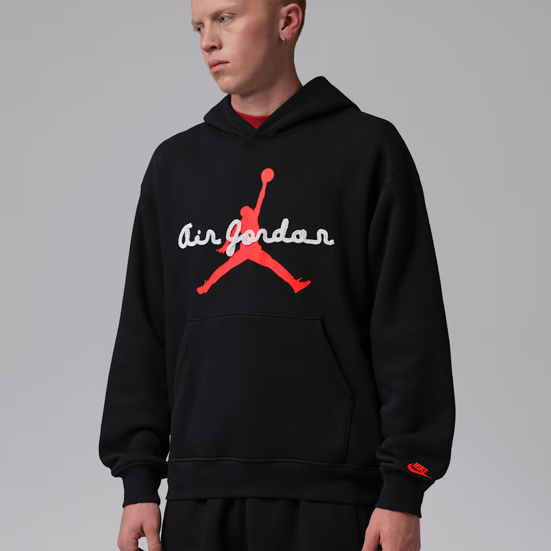 Air Jordan Fleece Men's Pullover Hoodie 'Black/Infrared'