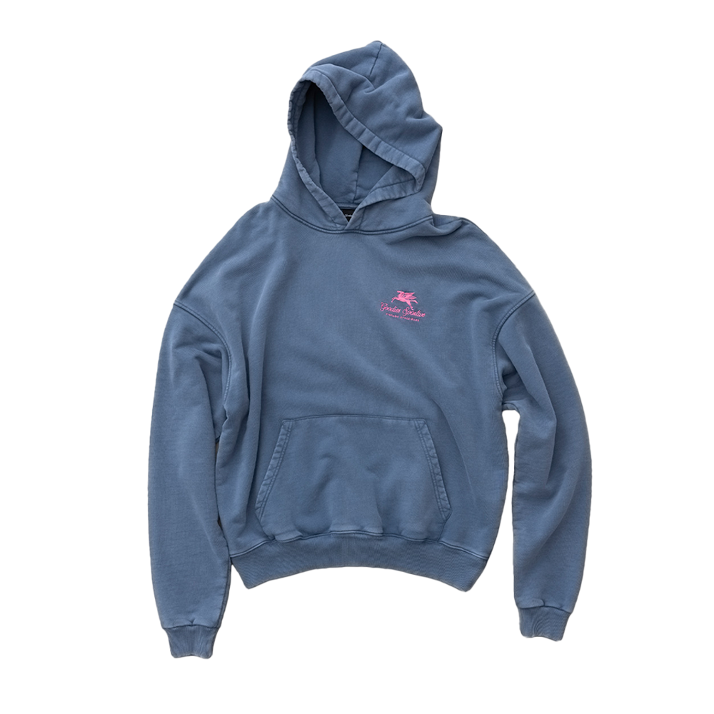 Goodies Sportive 550G Washed Premium Hoodie 'Blue/Pink'
