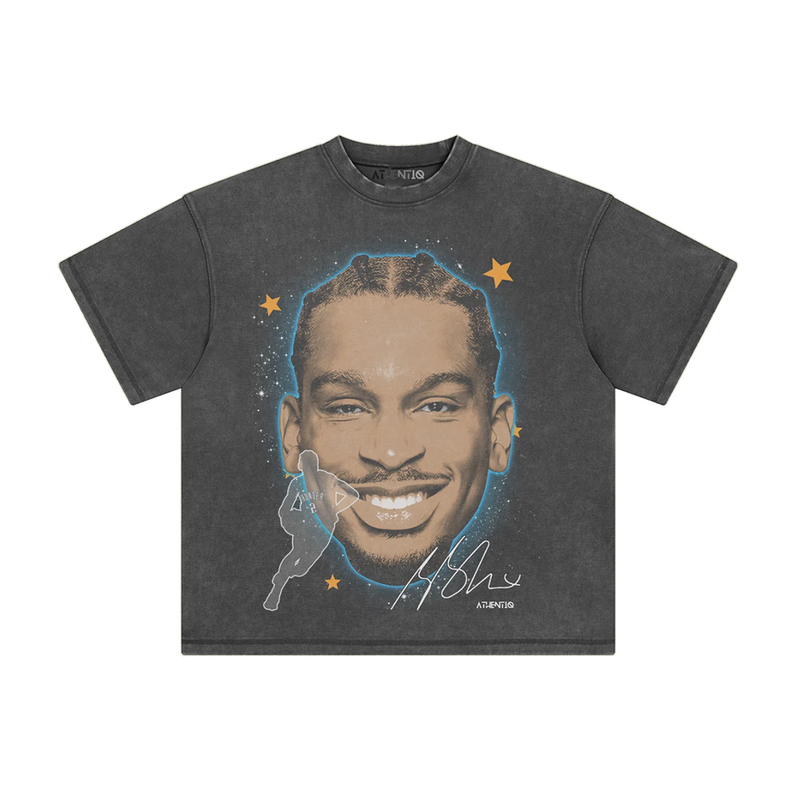 Athentiq Shai Gilgeous-Alexander 'SGA Big Face' T-Shirt 'Vintage Dark Grey'