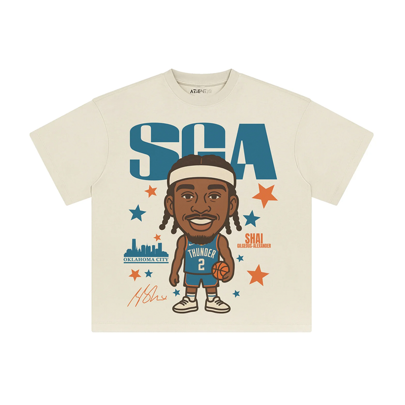 Athentiq Shai Gilgeous-Alexander 'SGA' Cartoon T-Shirt 'Cream'