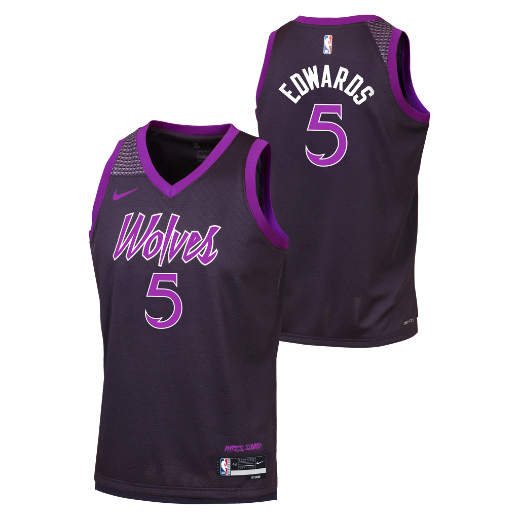 Anthony Edwards Minnesota Timberwolves City Edition Kids Nike NBA Swingman Jersey 'Purple'