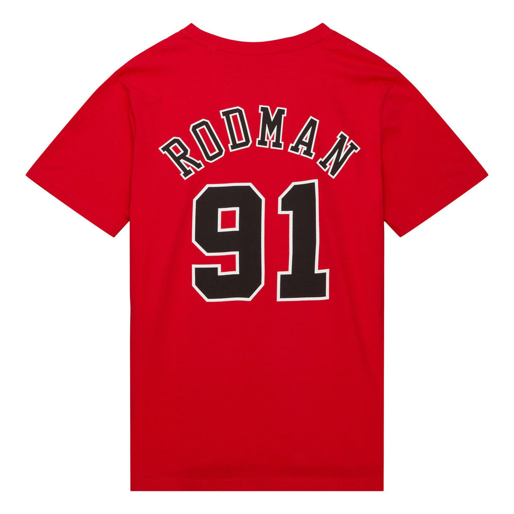 Mitchell & Ness NBA Hard Wood Classic Name & Number Tee T-shirt Chicago Bulls Dennis Rodman 'Red'