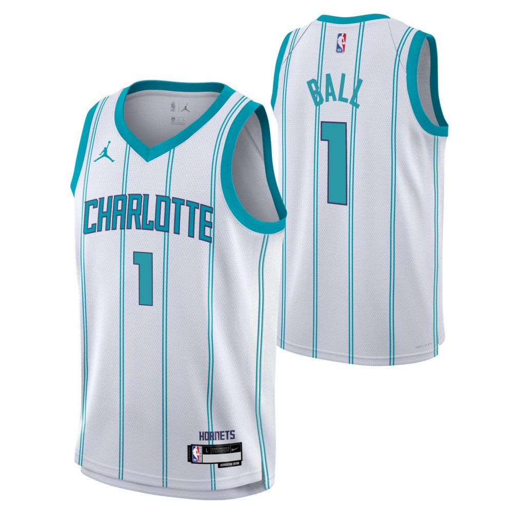 Lamelo Ball Charlotte Hornets Jordan Boys Association Swingman Kids Jersey 'White'