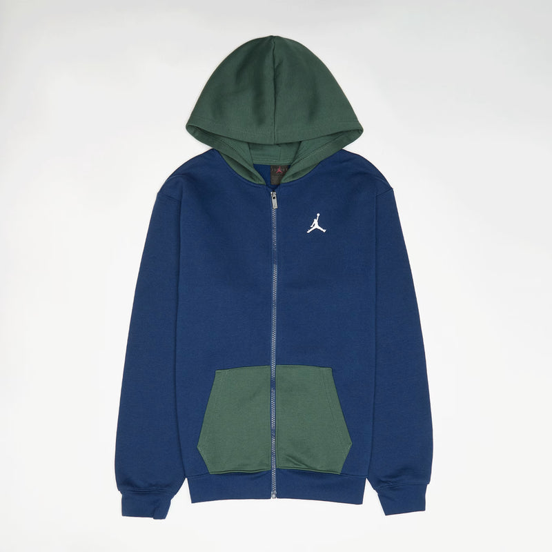 Jordan Brooklyn Zip Kids Hoodie 'Blue Void/Green'