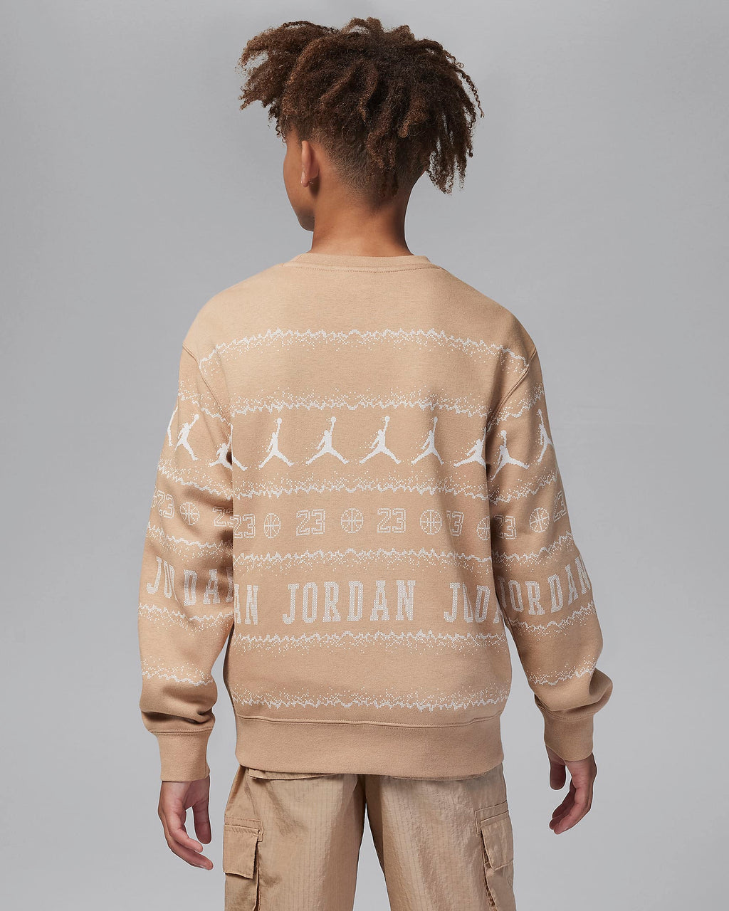 Jordan MJ Holiday Fleece Crew Big Kids Top 'Hemp'