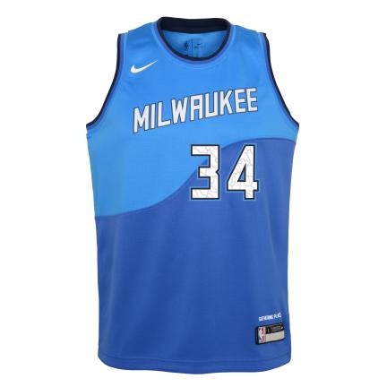 Nike City Edition Jersey Kids Milwaukee Bucks Giannis Antetokounmpo 'Blue'