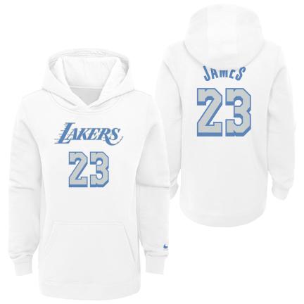 Nike NBA City Edition Hoodie Kids Los Angeles Lakers LeBron James 'White/Blue'