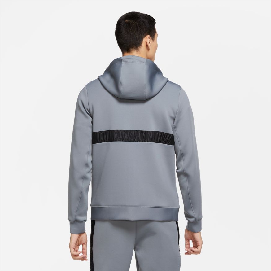 Jordan Air Men's Fleece Full-Zip Hoodie 'Grey/Orange/Black