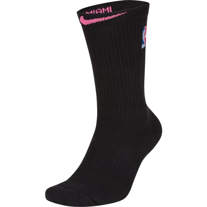 Miami Heat City Edition Nike Elite NBA Crew Socks 'Black/Fuschia'