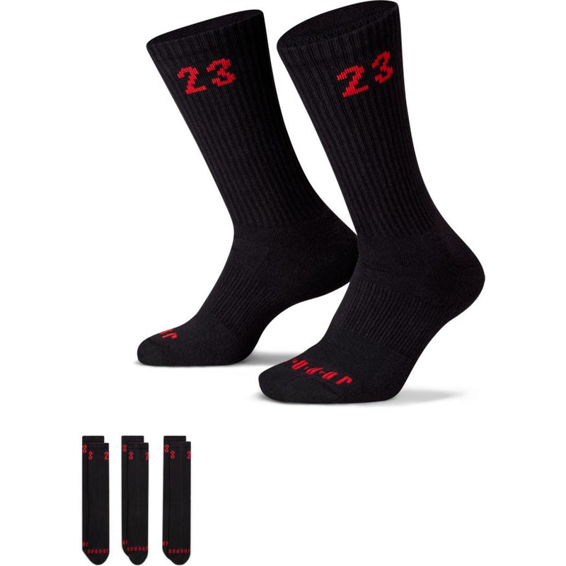 Jordan Essentials Crew Socks (3 Pairs) 'Black/Red'