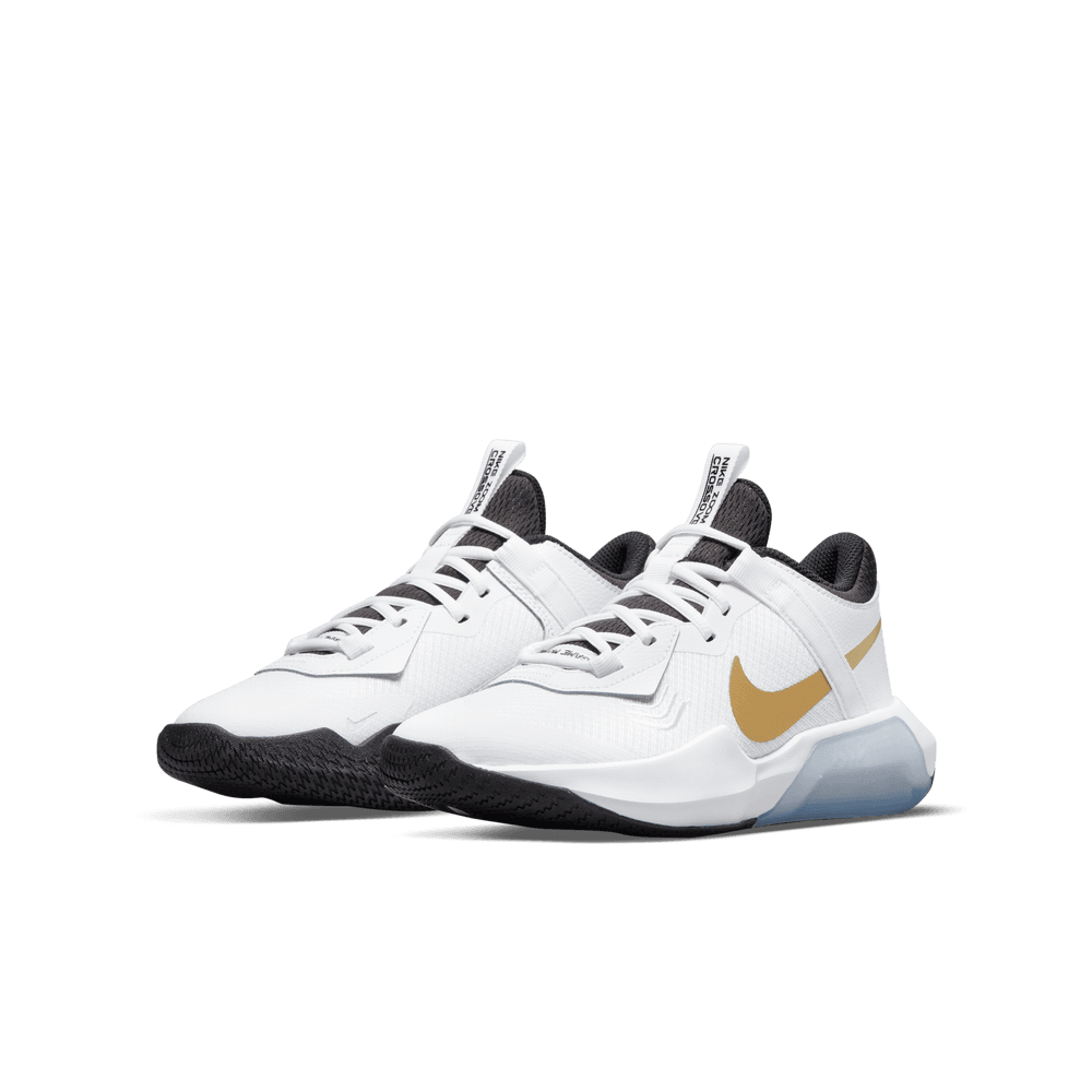 Nike Air Zoom Crossover Older Kids' Basketball Shoes 'White/Black/Gold'