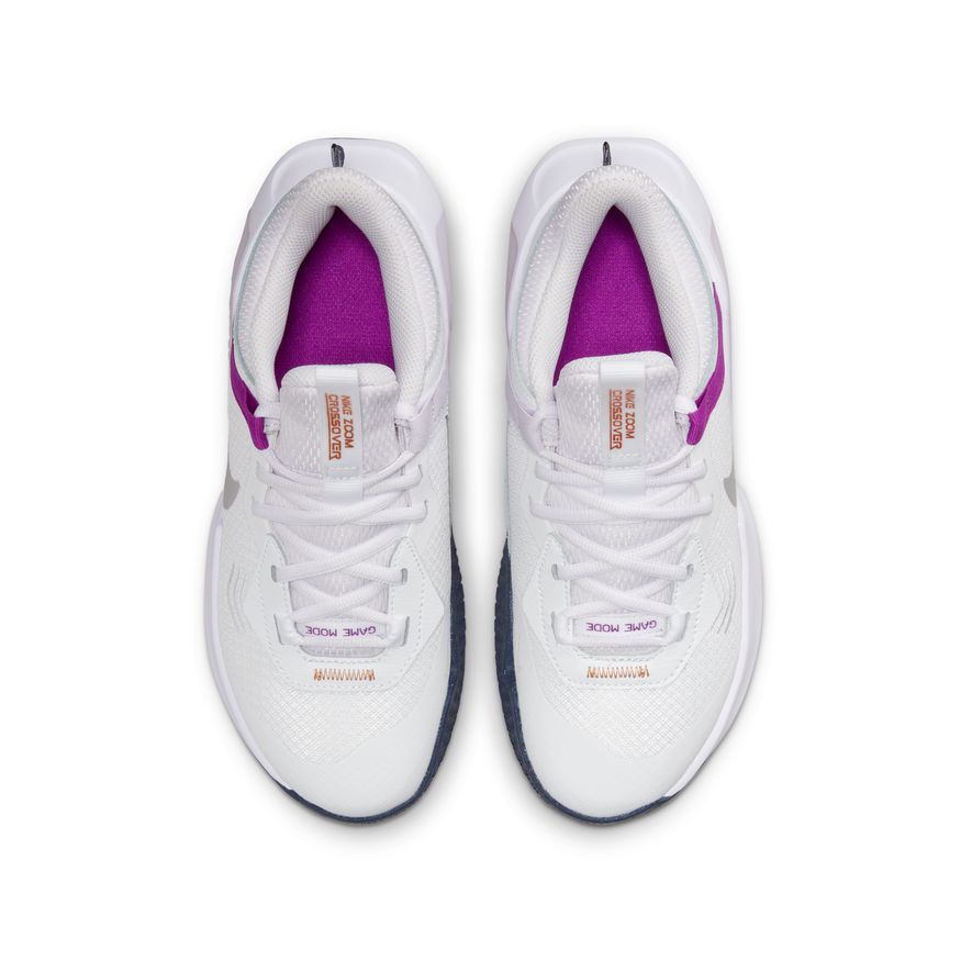 Nike Air Zoom Crossover Big Kids' Basketball Shoes 'White/Silver/Grape'