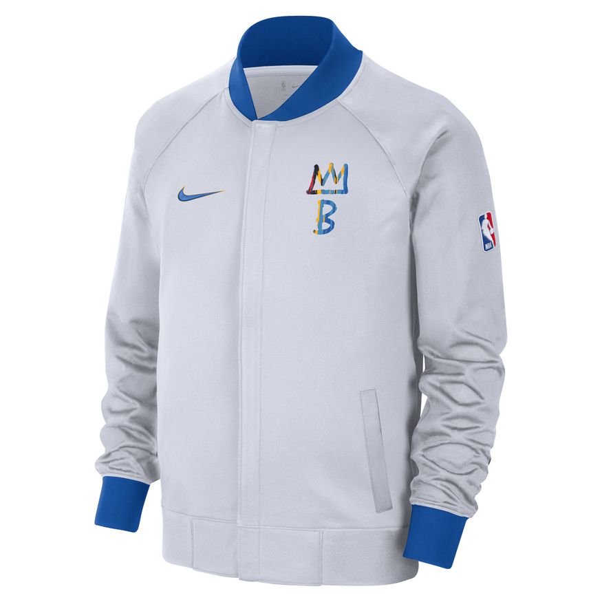 Brooklyn Nets Showtime City Edition Men's Nike Dri-FIT NBA Long-Sleeve Jacket 'White/Blue'